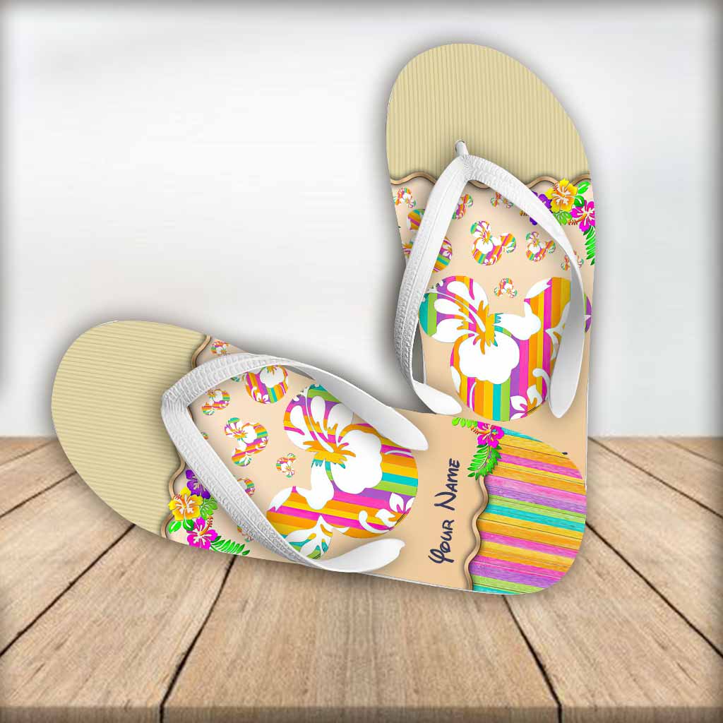 Personalized Summer Flip Flops with Custom Name - Beach Day Gift Flip Flops GradoCreations