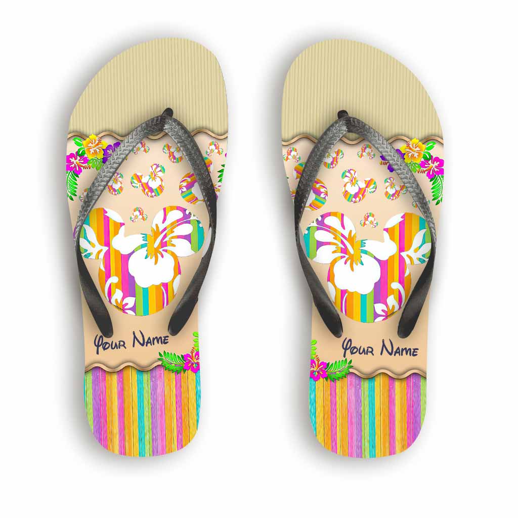 Personalized Summer Flip Flops with Custom Name - Beach Day Gift Flip Flops GradoCreations