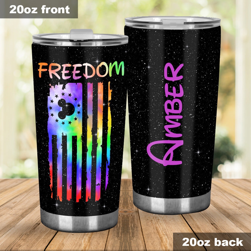 Personalized 20oz Tumbler with Freedom Design | Custom Name Gift Tumbler GradoCreations