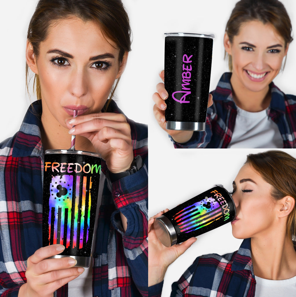 Personalized 20oz Tumbler with Freedom Design | Custom Name Gift Tumbler GradoCreations