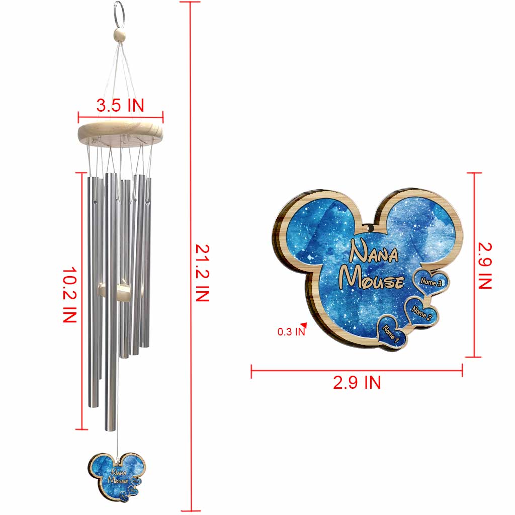 Personalized Grandma Wind Chime with Hearts - Custom Gift for Nana Wind Chime GradoCreations