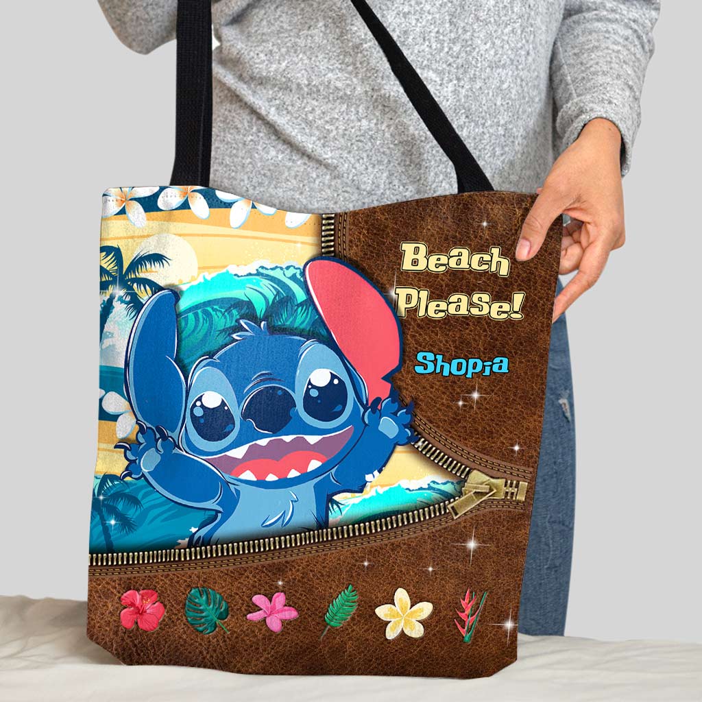 Personalized Beach Theme Tote Bag Custom Name Gift for Sea Lover Tote Bag GradoCreations