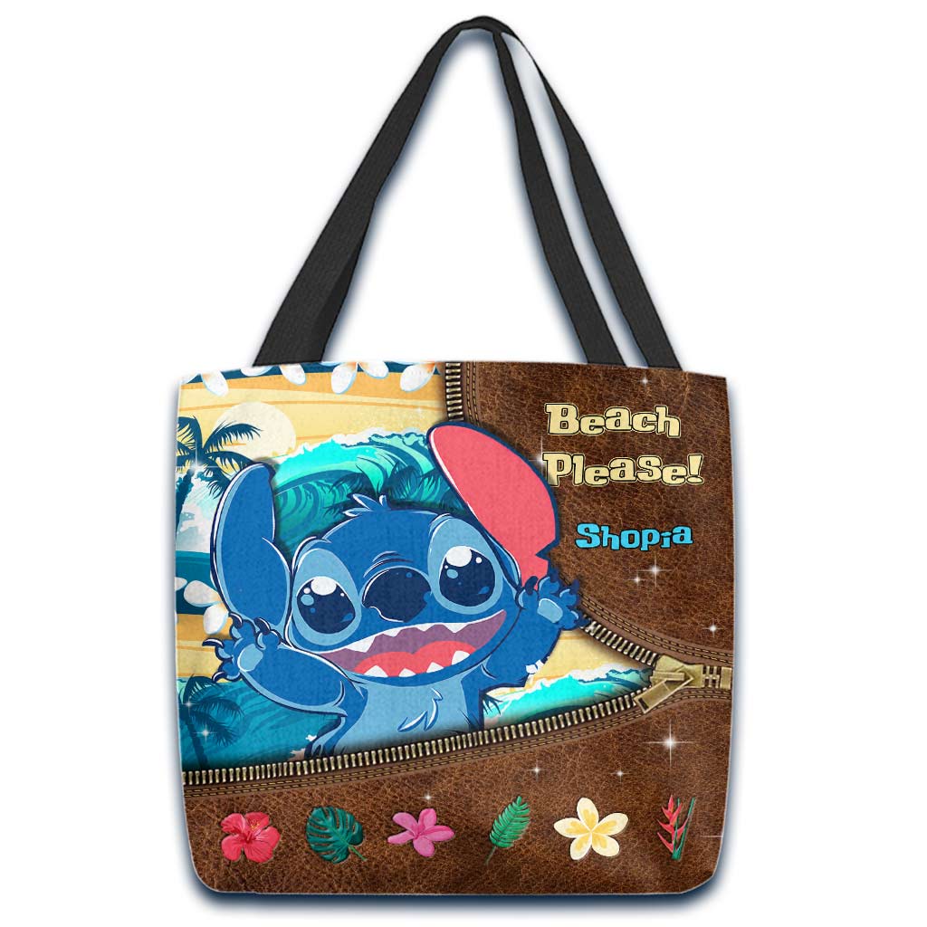 Personalized Beach Theme Tote Bag Custom Name Gift for Sea Lover Tote Bag GradoCreations