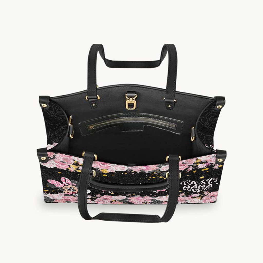 Personalized Leather Handbag with Floral Design for Nana Leather Handbag GradoCreations