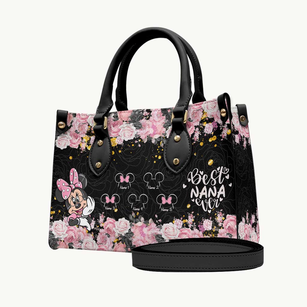 Personalized Leather Handbag with Floral Design for Nana Leather Handbag GradoCreations