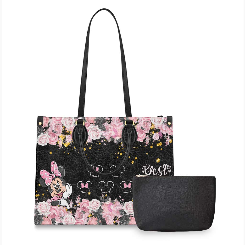 Personalized Leather Handbag with Floral Design for Nana Leather Handbag GradoCreations