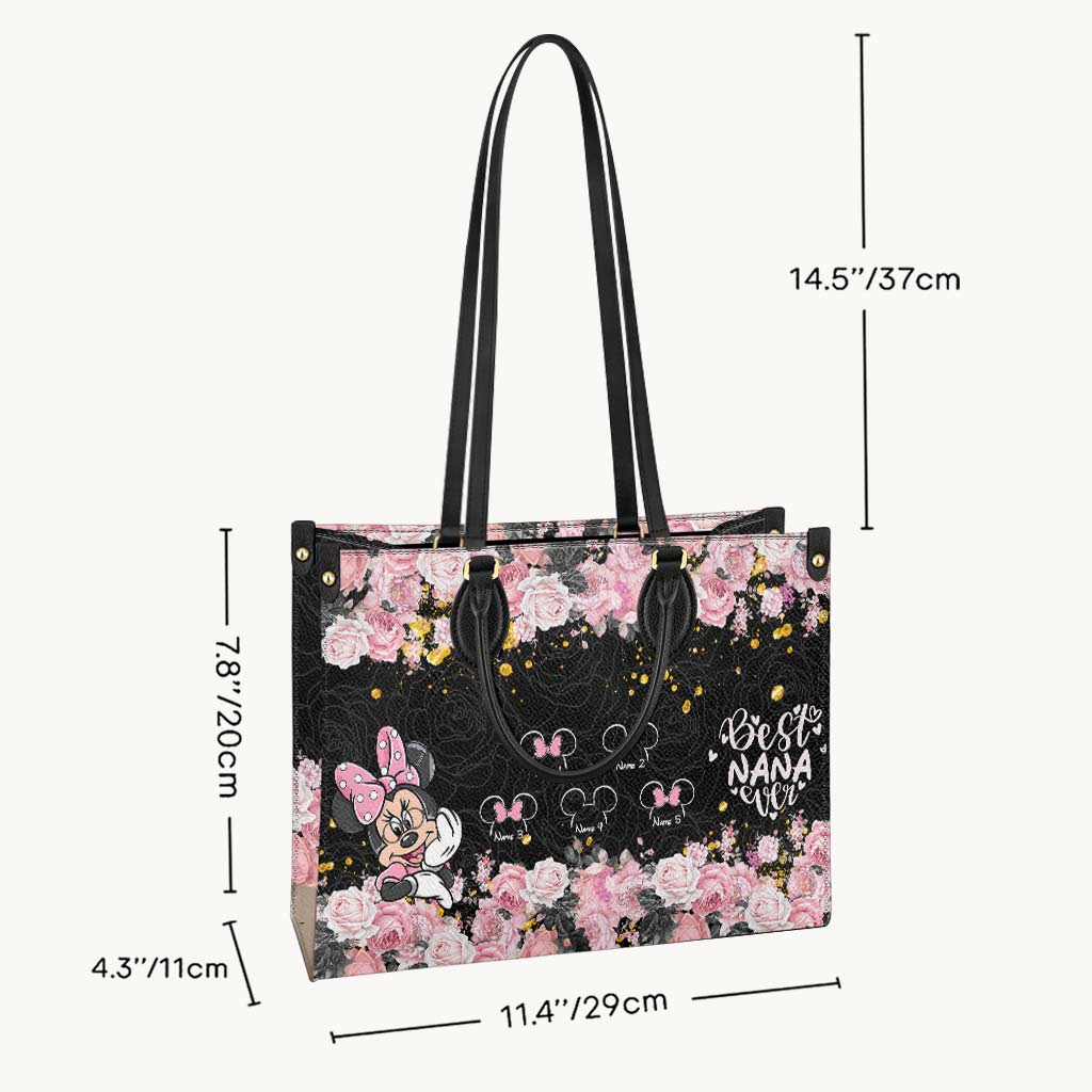 Personalized Leather Handbag with Floral Design for Nana Leather Handbag GradoCreations