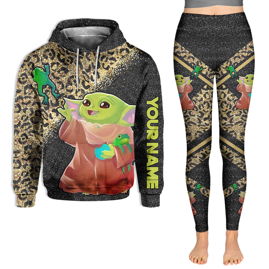 Personalized Cute Baby Yoda Hoodie & Leggings Set for Kids Hoodie & Leggings GradoCreations