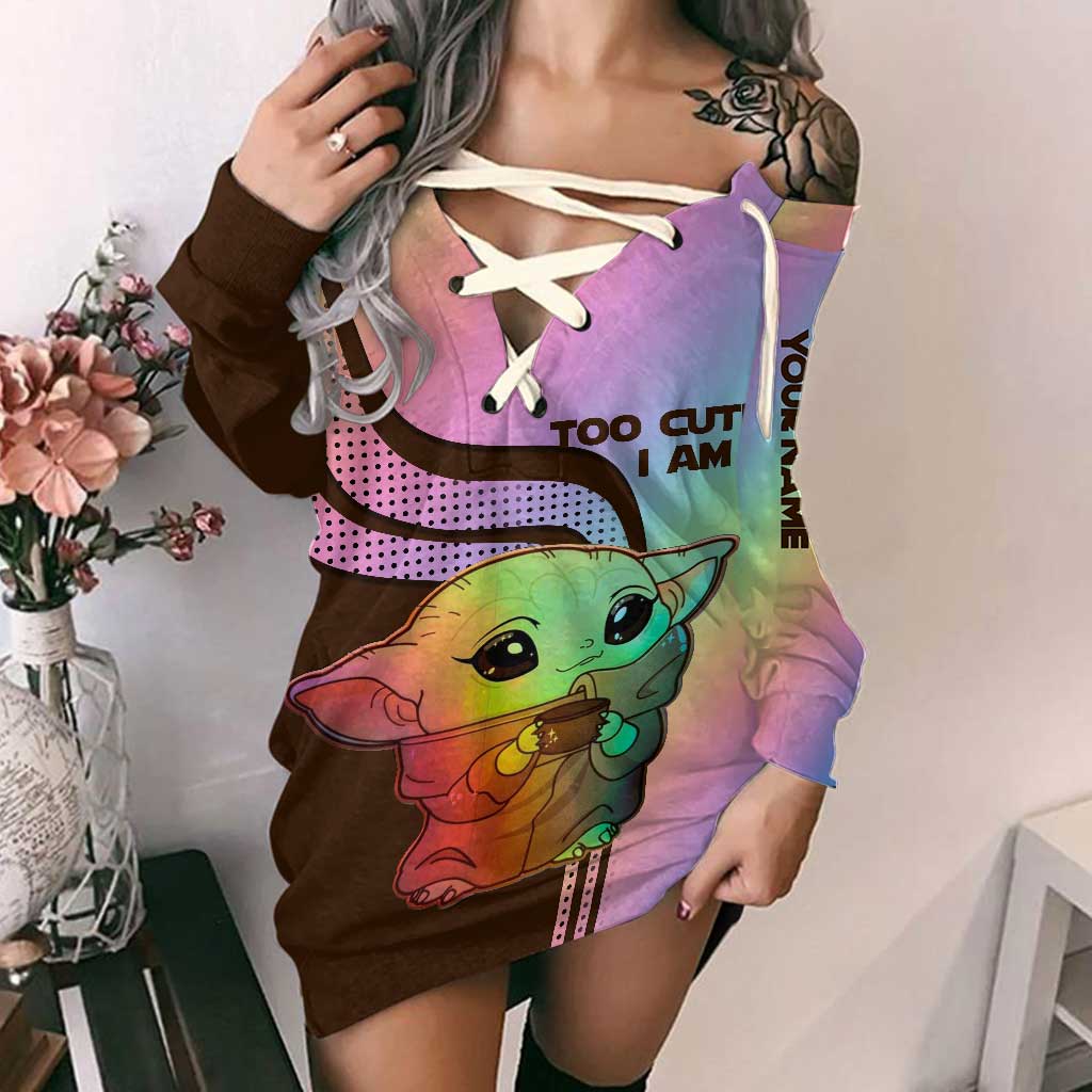 Personalized Off Shoulder Dress Cute Character Gift for Women Off Shoulder Dress GradoCreations
