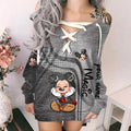 Personalized Off Shoulder Dress with Disney Mouse Graphic for Birthday Off Shoulder Dress GradoCreations
