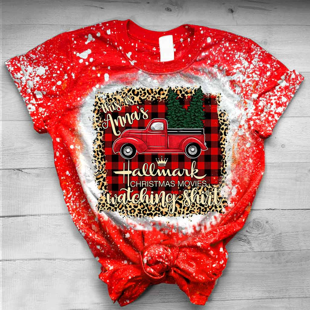 Personalized Christmas Movies Bleached T-Shirt Custom Name Gift Handmade Bleached Shirt GradoCreations