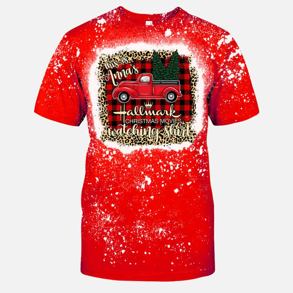 Personalized Christmas Movies Bleached T-Shirt Custom Name Gift Handmade Bleached Shirt GradoCreations