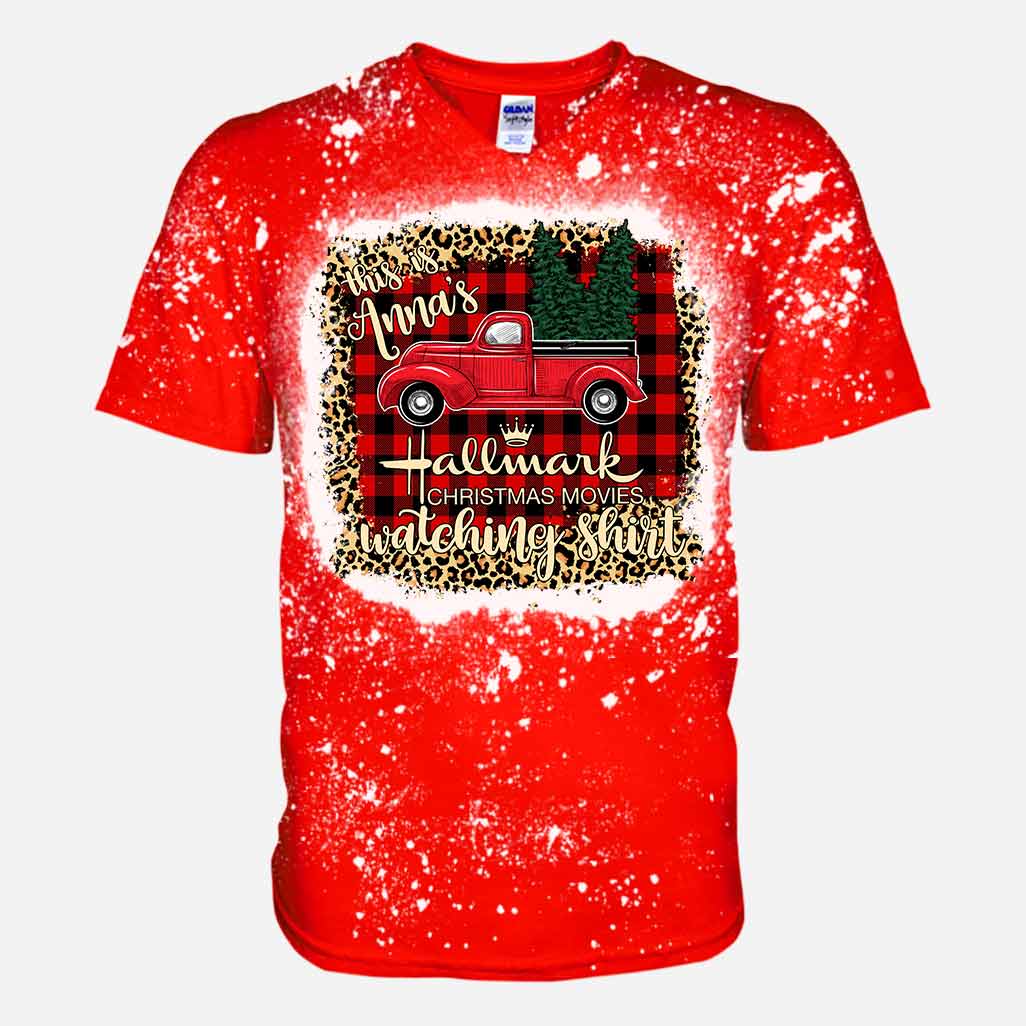 Personalized Christmas Movies Bleached T-Shirt Custom Name Gift Handmade Bleached Shirt GradoCreations