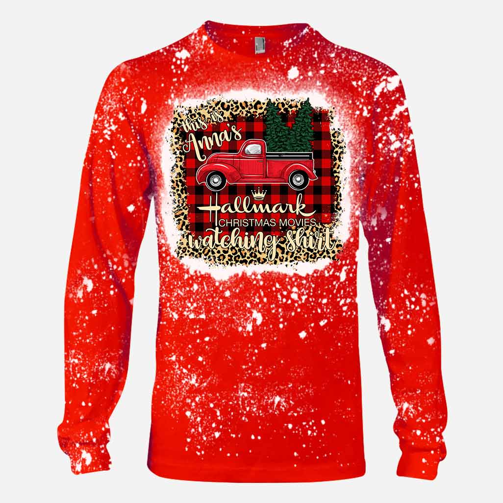 Personalized Christmas Movies Bleached T-Shirt Custom Name Gift Handmade Bleached Shirt GradoCreations