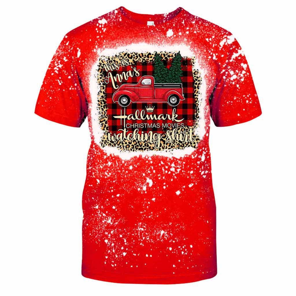 Personalized Christmas Movies Bleached T-Shirt Custom Name Gift Handmade Bleached Shirt GradoCreations