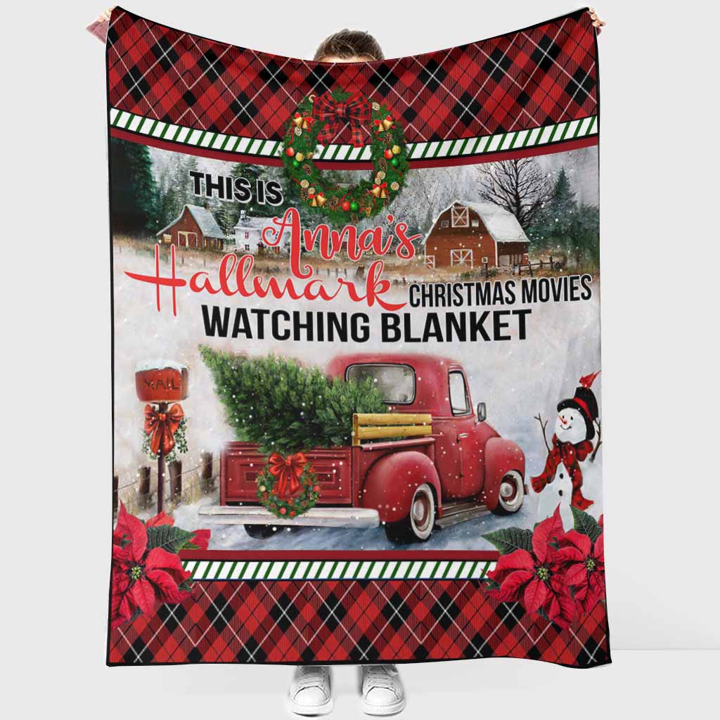 Personalized Christmas Movies Watching Blanket Custom Name Gift Blanket GradoCreations