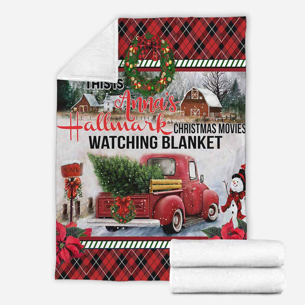 Personalized Christmas Movies Watching Blanket Custom Name Gift Blanket GradoCreations