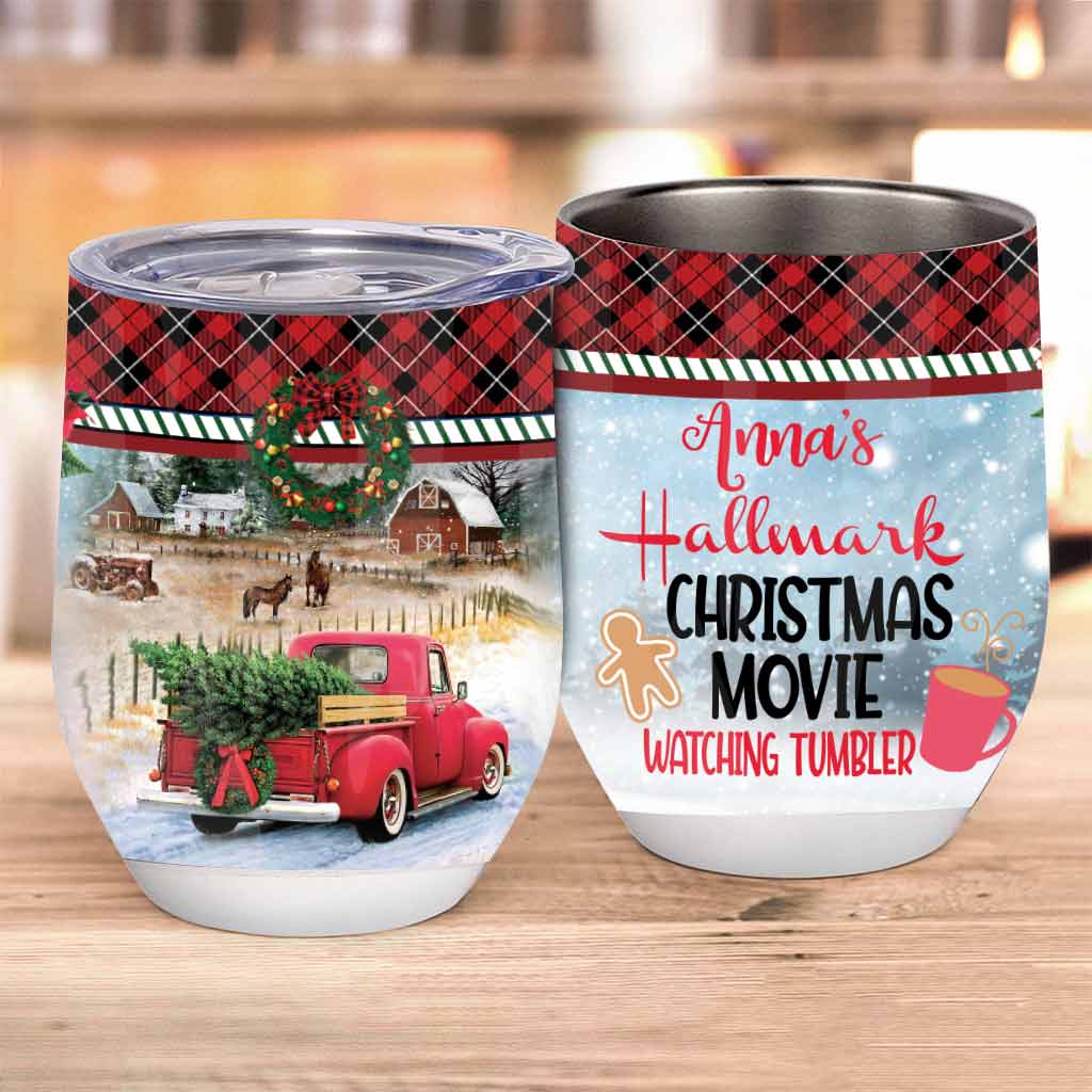 Personalized Christmas Movie Wine Tumbler Custom Gift for Mom Wine Tumbler GradoCreations