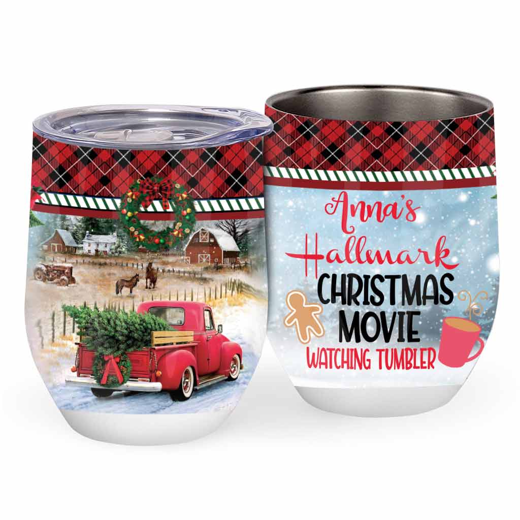 Personalized Christmas Movie Wine Tumbler Custom Gift for Mom Wine Tumbler GradoCreations
