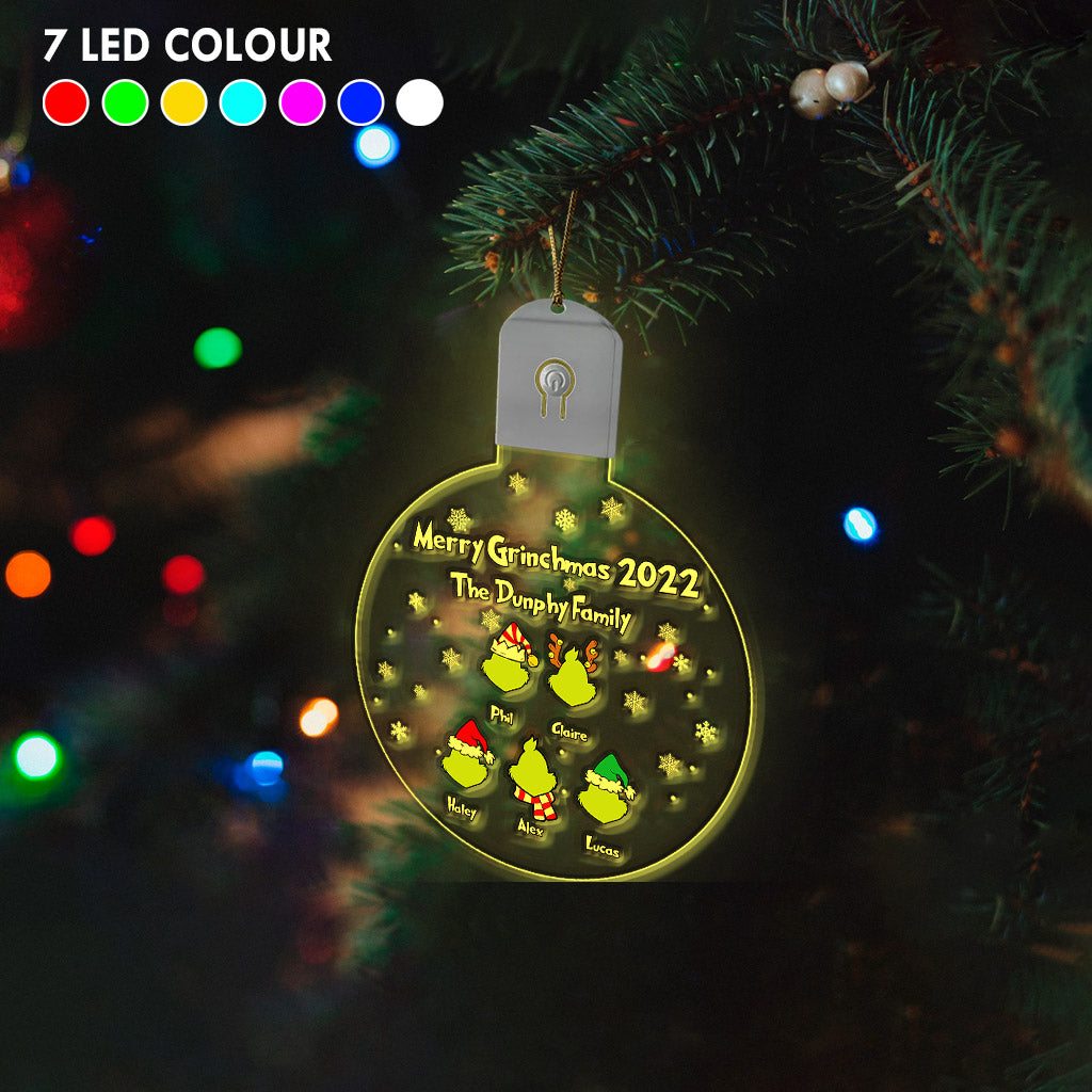 Personalized LED Acrylic Christmas Ornament Family Gift 2022 Led Acrylic Ornament GradoCreations