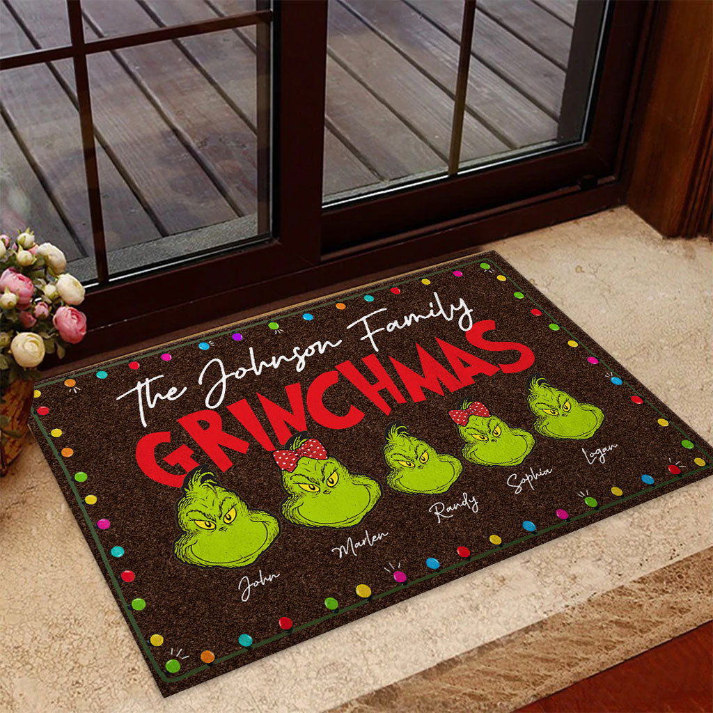 Personalized Grinch Christmas Doormat Custom Family Name Gift Doormat GradoCreations