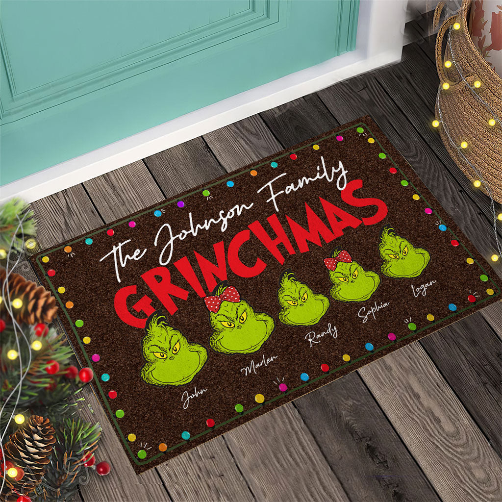 Personalized Grinch Christmas Doormat Custom Family Name Gift Doormat GradoCreations