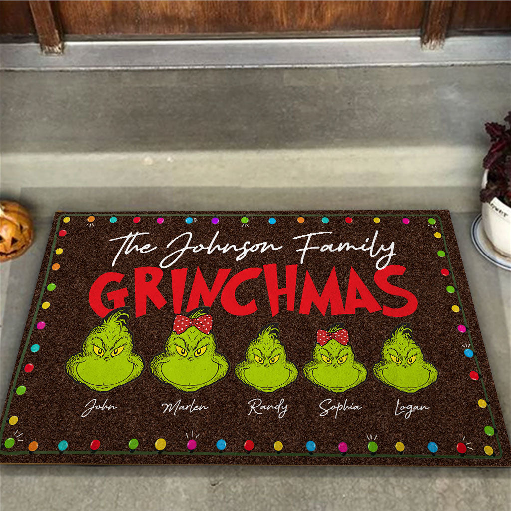 Personalized Grinch Christmas Doormat Custom Family Name Gift Doormat GradoCreations