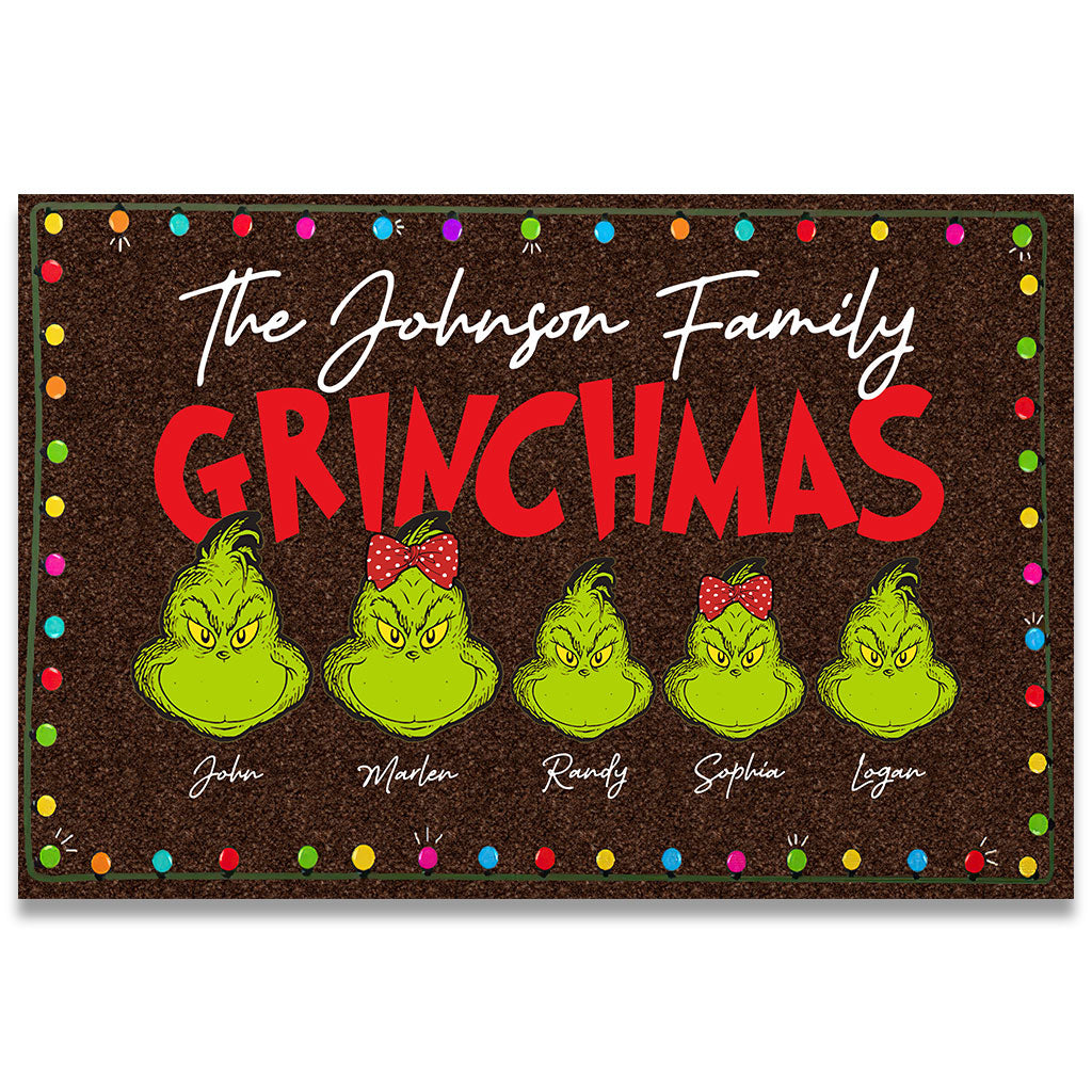 Personalized Grinch Christmas Doormat Custom Family Name Gift Doormat GradoCreations