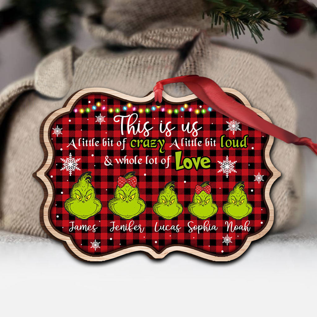 Personalized Grinch Christmas Ornament Custom Family Name Gift One-sided Ornament GradoCreations
