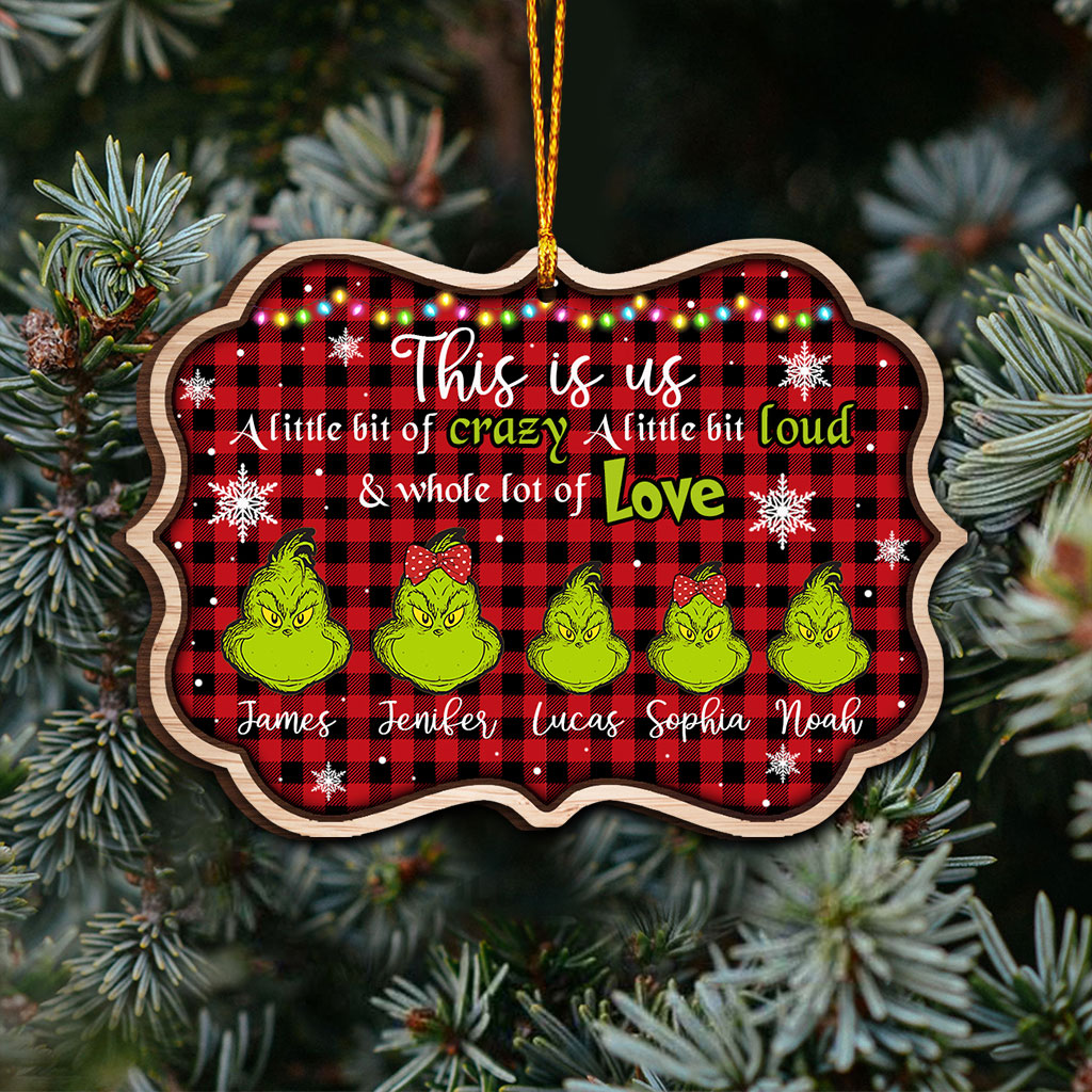 Personalized Grinch Christmas Ornament Custom Family Name Gift One-sided Ornament GradoCreations