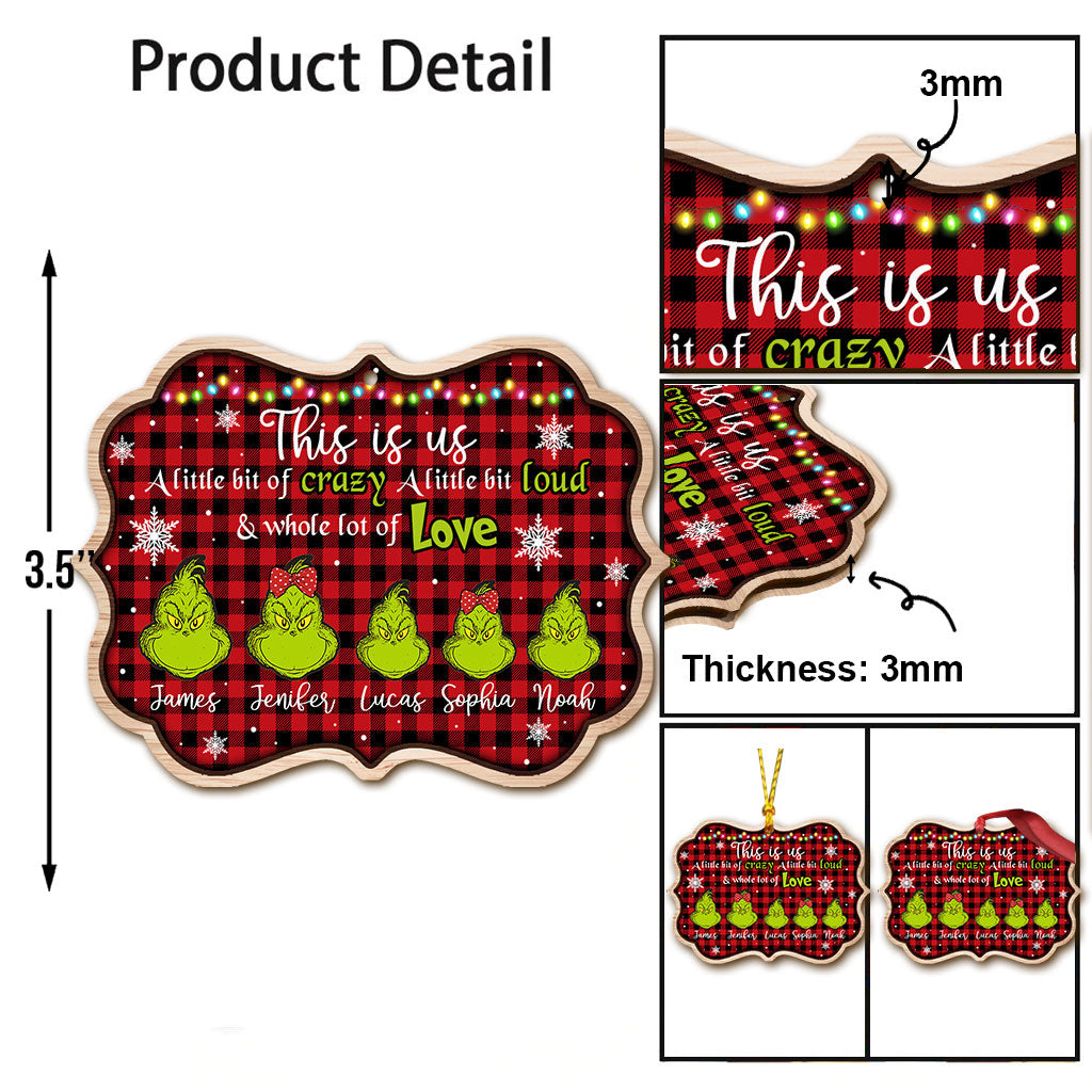 Personalized Grinch Christmas Ornament Custom Family Name Gift One-sided Ornament GradoCreations