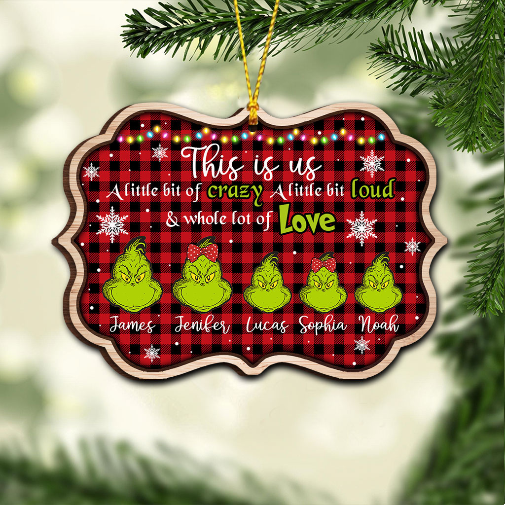 Personalized Grinch Christmas Ornament Custom Family Name Gift One-sided Ornament GradoCreations