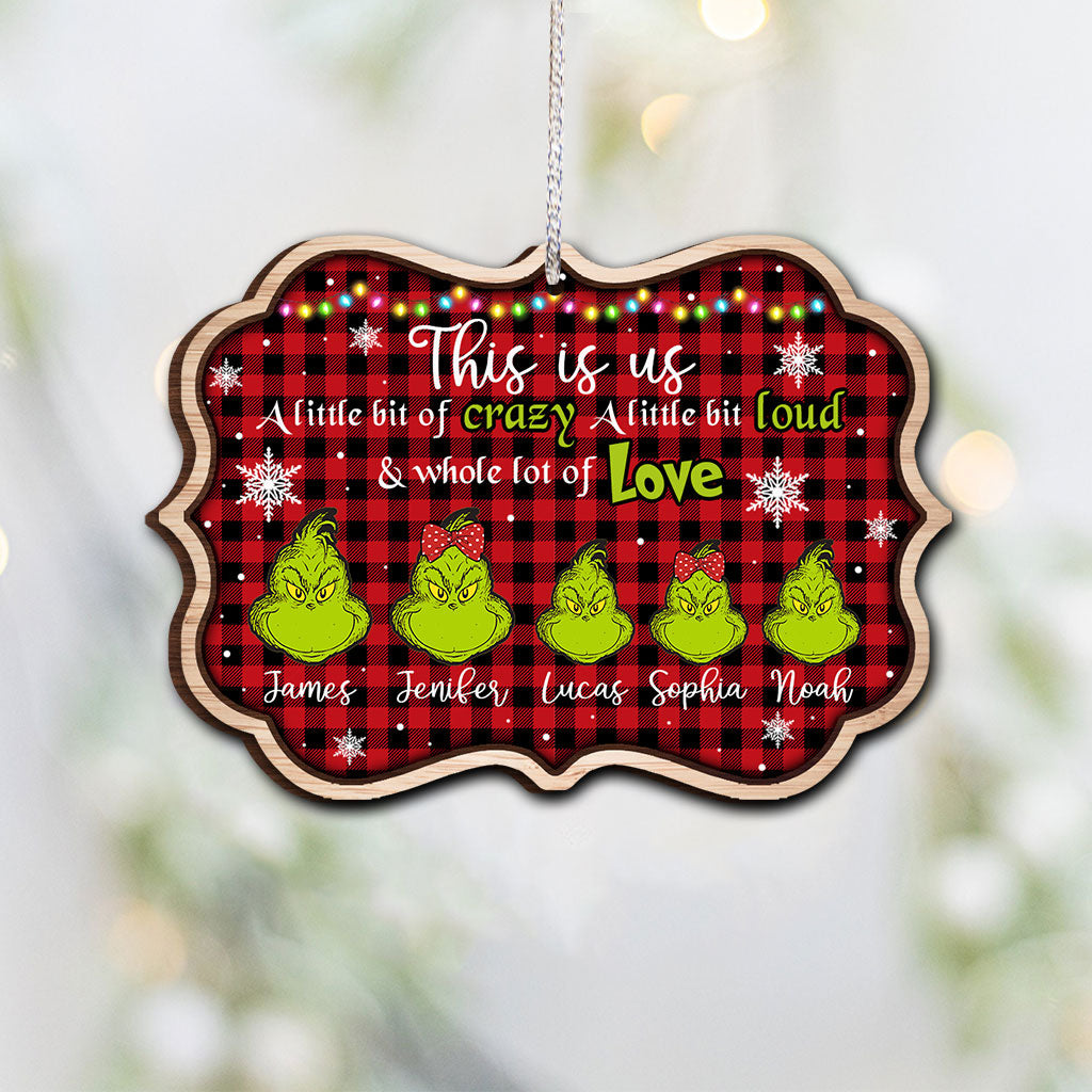 Personalized Grinch Christmas Ornament Custom Family Name Gift One-sided Ornament GradoCreations