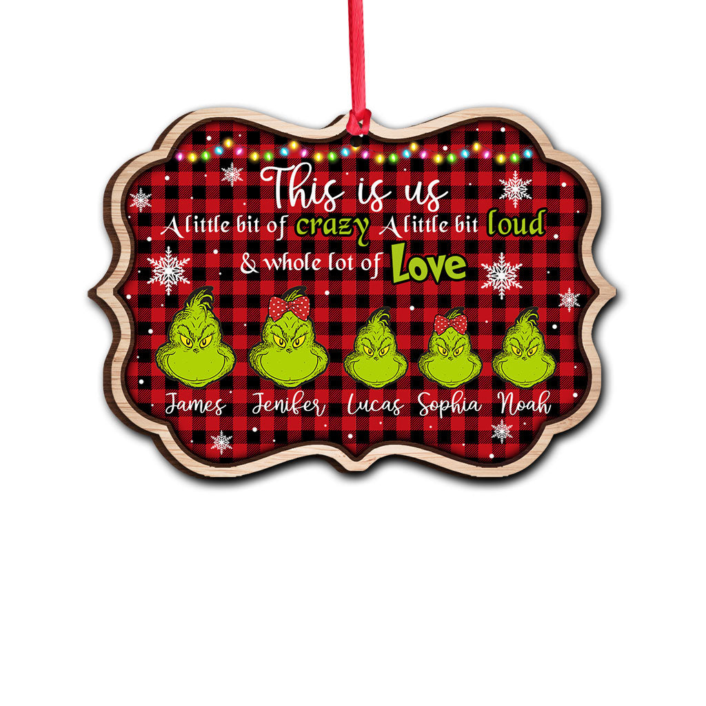 Personalized Grinch Christmas Ornament Custom Family Name Gift One-sided Ornament GradoCreations