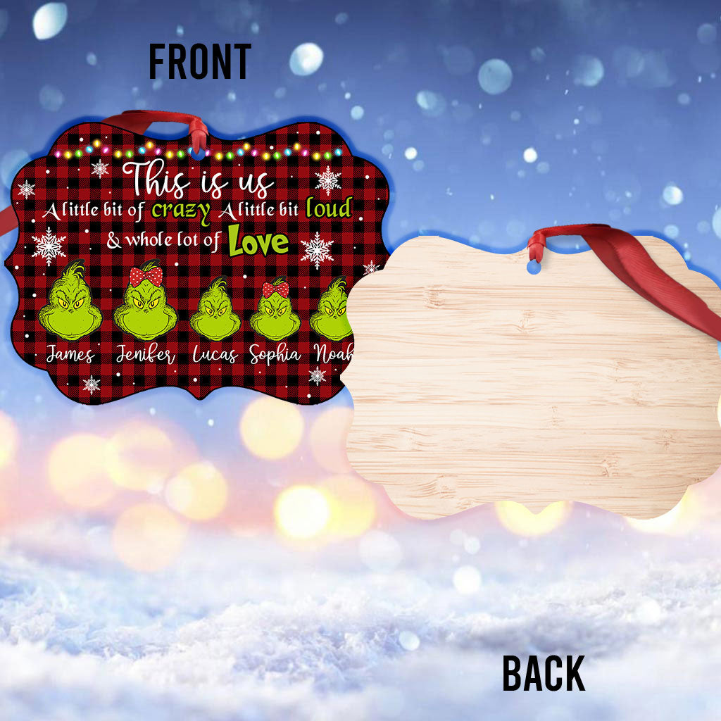 Personalized Grinch Christmas Ornament Custom Family Name Gift One-sided Ornament GradoCreations