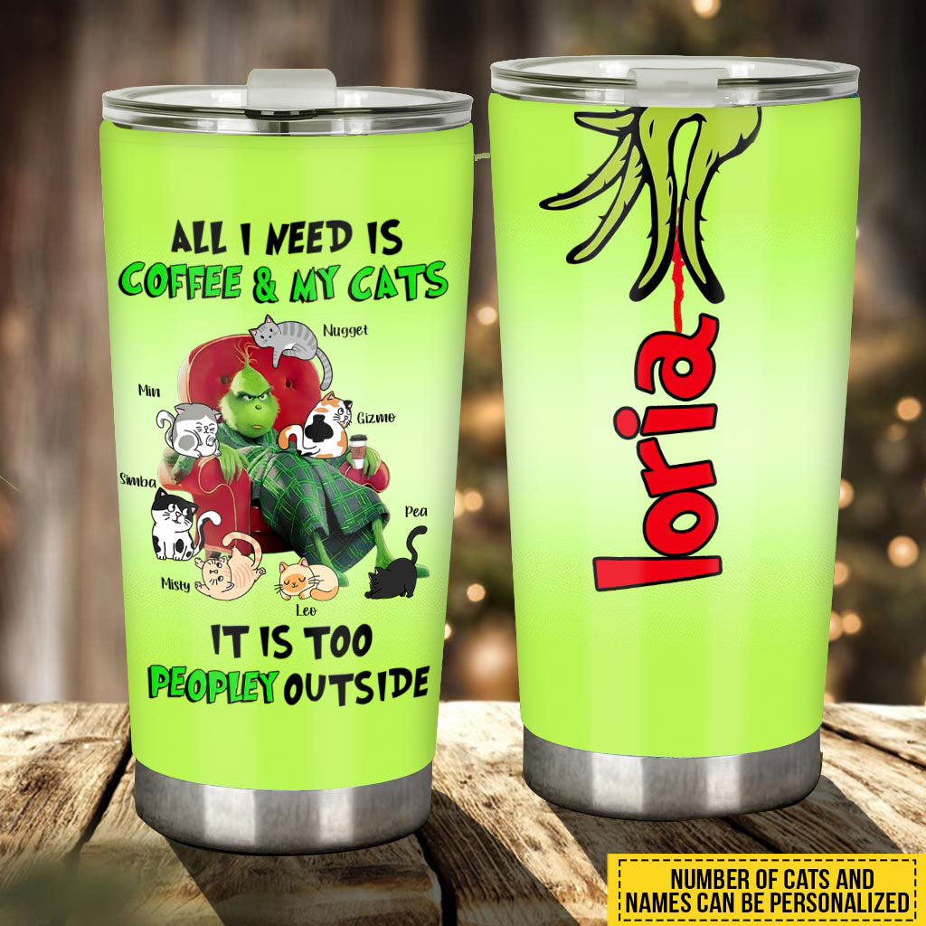 Personalized Coffee & Cats Tumbler Custom Name Gift for Cat Lovers Tumbler GradoCreations