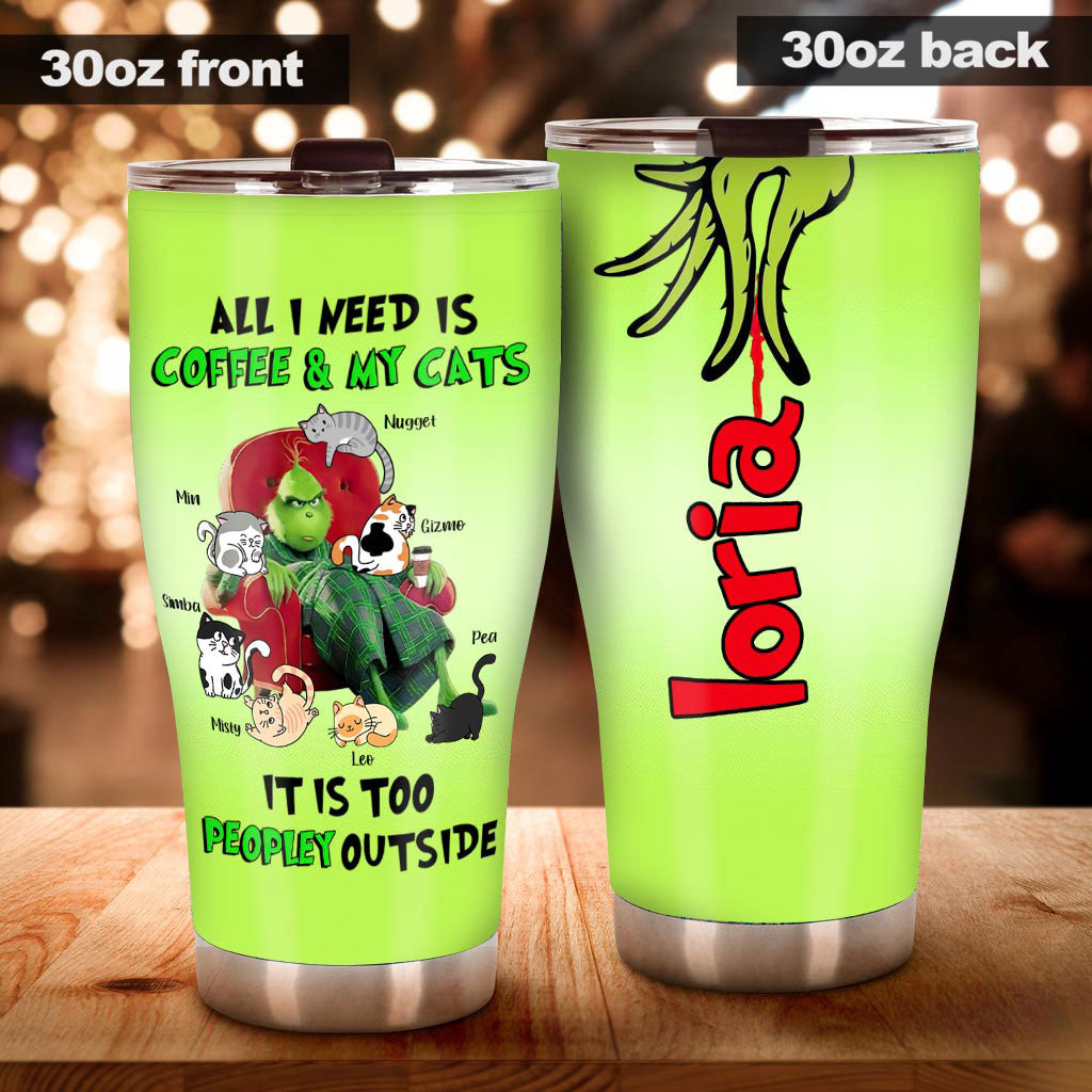 Personalized Coffee & Cats Tumbler Custom Name Gift for Cat Lovers Tumbler GradoCreations
