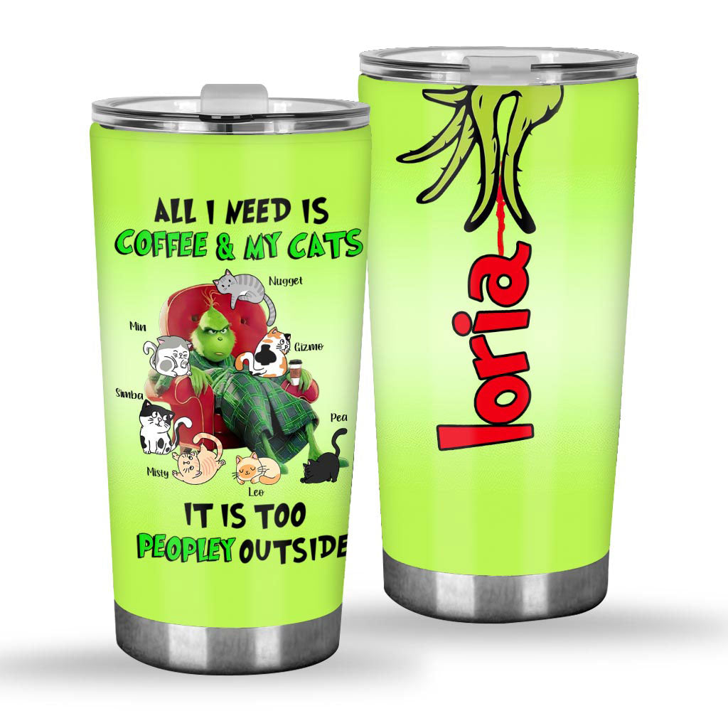 Personalized Coffee & Cats Tumbler Custom Name Gift for Cat Lovers Tumbler GradoCreations