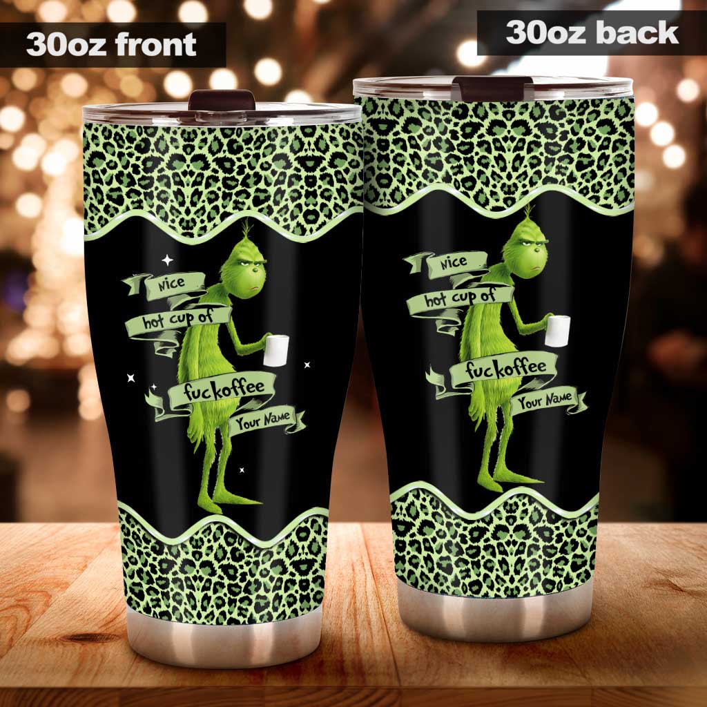 Personalized Christmas Tumbler Grinch Design Custom Name Gift Tumbler GradoCreations