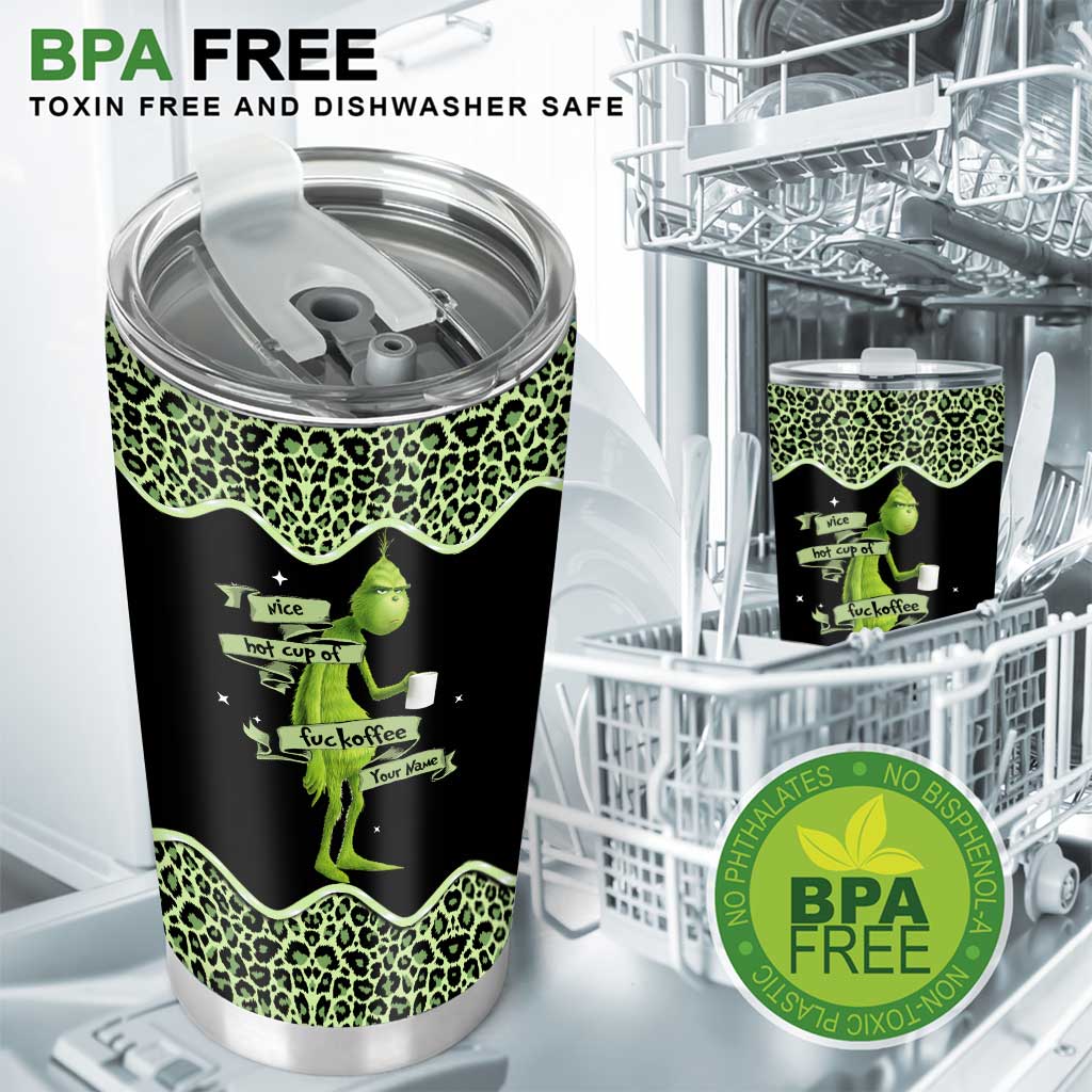 Personalized Christmas Tumbler Grinch Design Custom Name Gift Tumbler GradoCreations