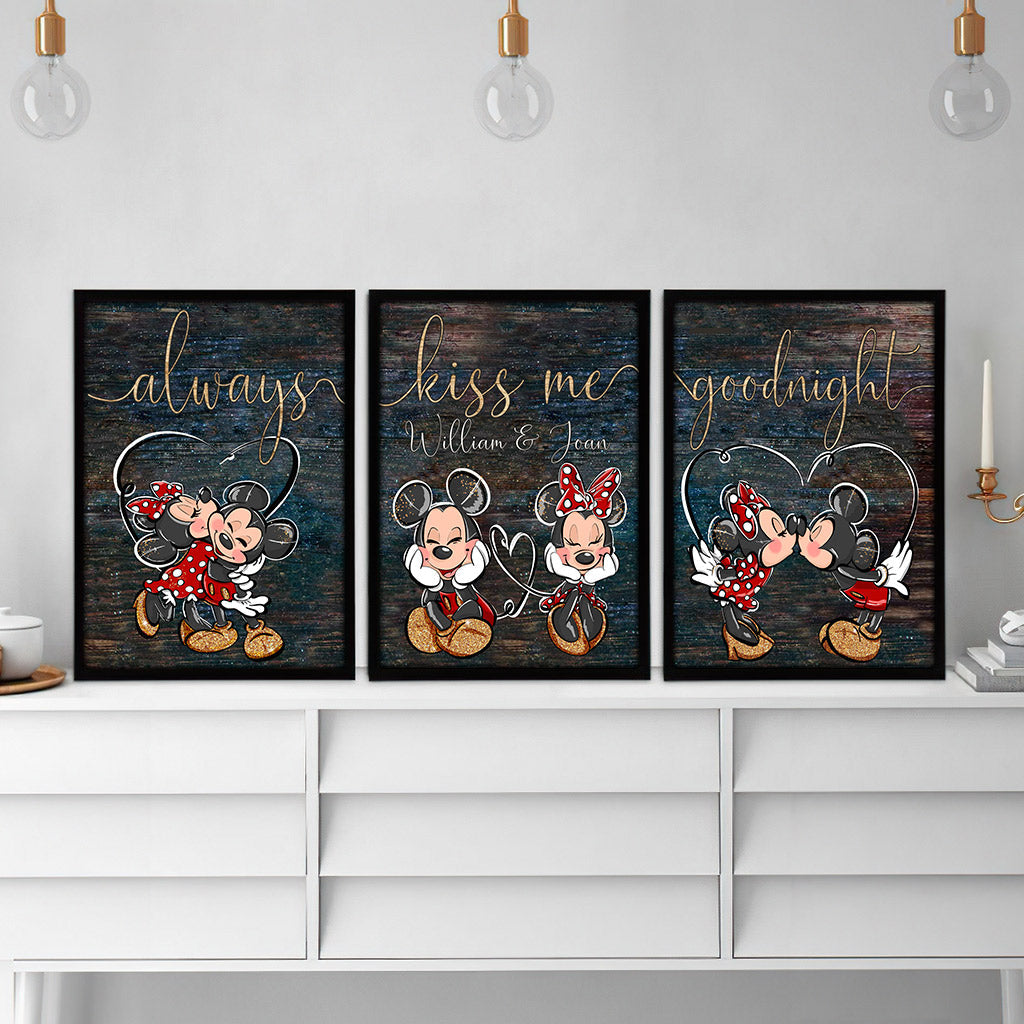 Personalized Disney Couple Mouse Canvas Set Custom Names Gift Idea Poster & Canvas Set GradoCreations