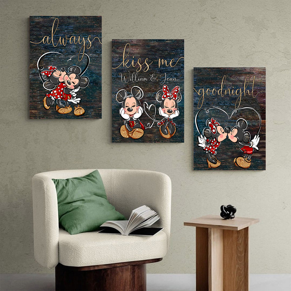 Personalized Disney Couple Mouse Canvas Set Custom Names Gift Idea Poster & Canvas Set GradoCreations