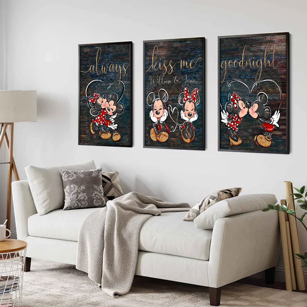 Personalized Disney Couple Mouse Canvas Set Custom Names Gift Idea Poster & Canvas Set GradoCreations