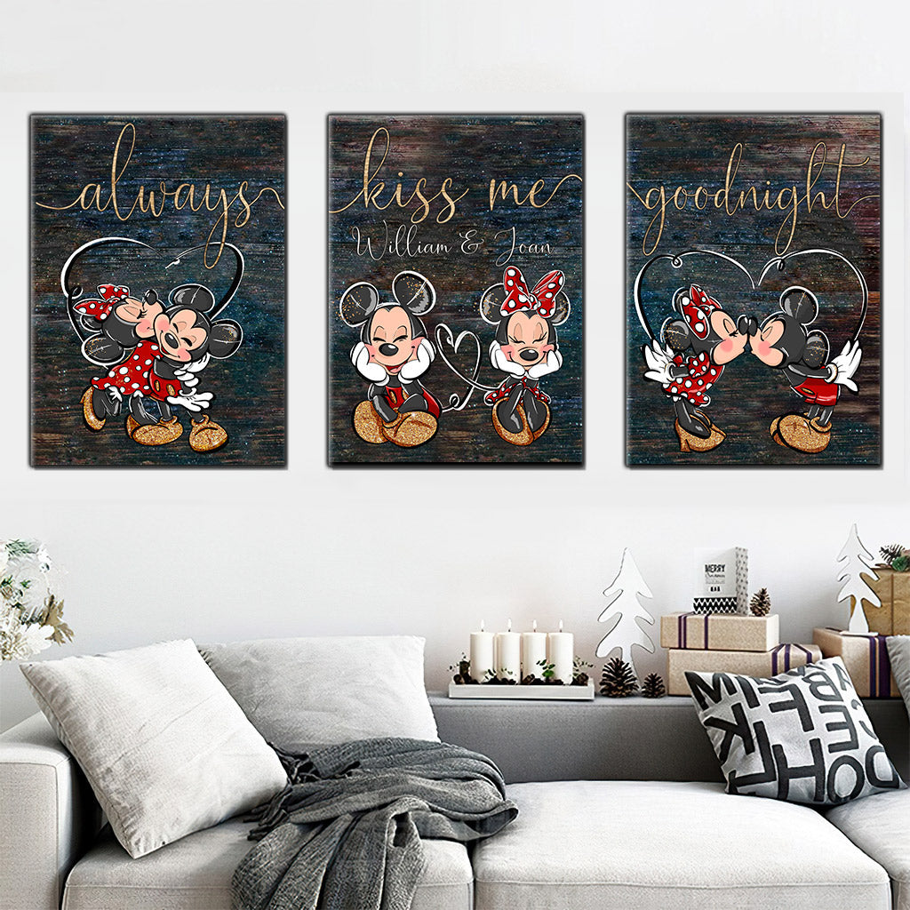 Personalized Disney Couple Mouse Canvas Set Custom Names Gift Idea Poster & Canvas Set GradoCreations