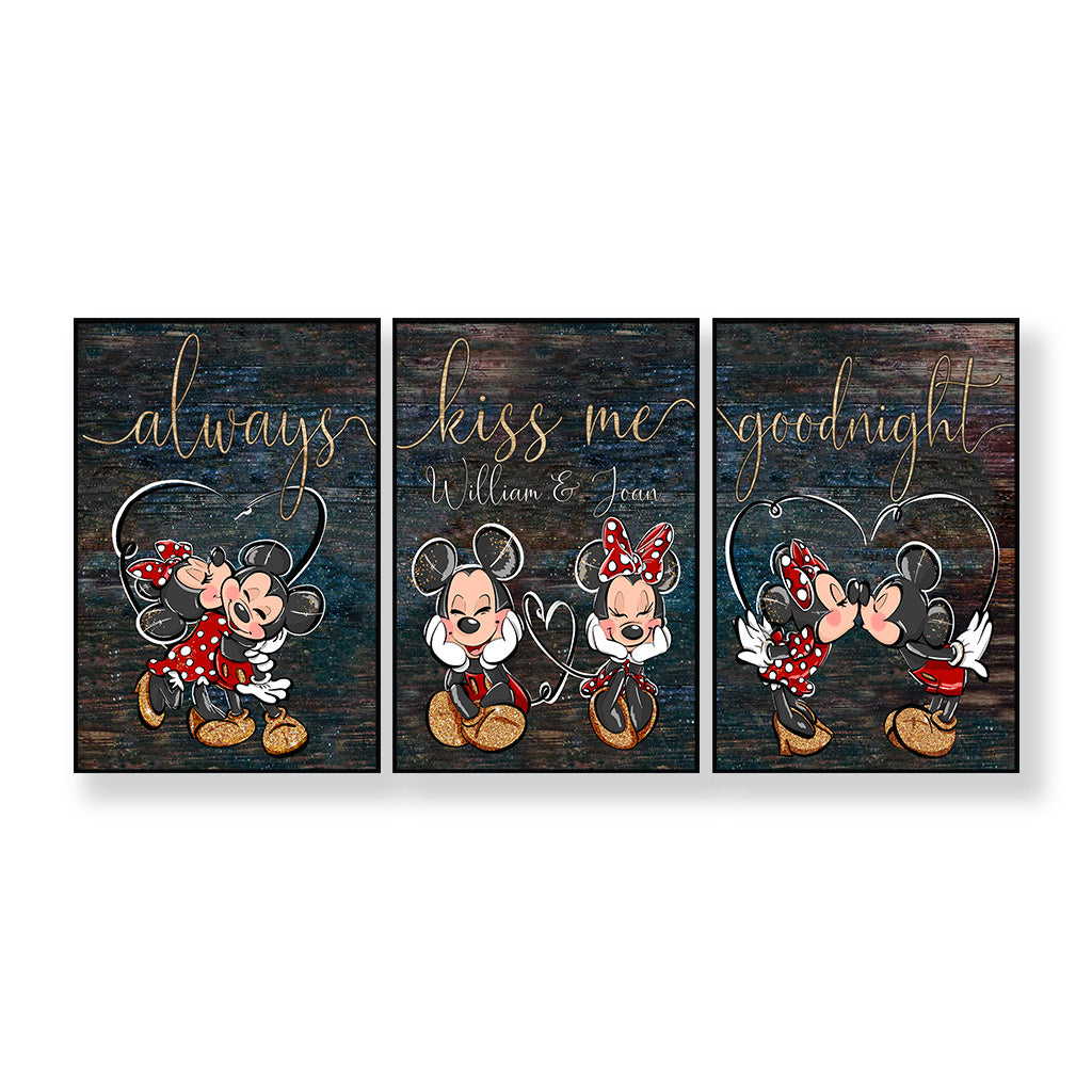 Personalized Disney Couple Mouse Canvas Set Custom Names Gift Idea Poster & Canvas Set GradoCreations