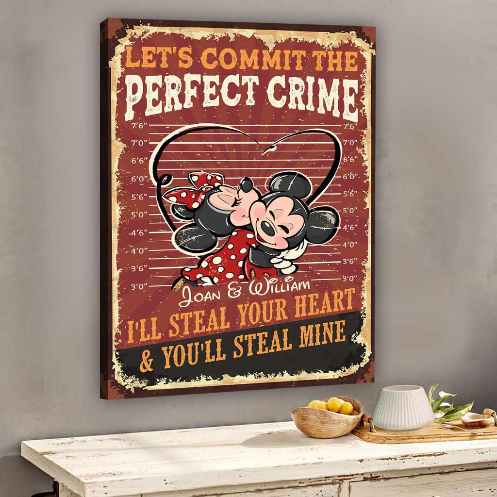 Personalized Mickey Mouse Canvas Art for Couples - Custom Name Gift Canvas and Poster GradoCreations