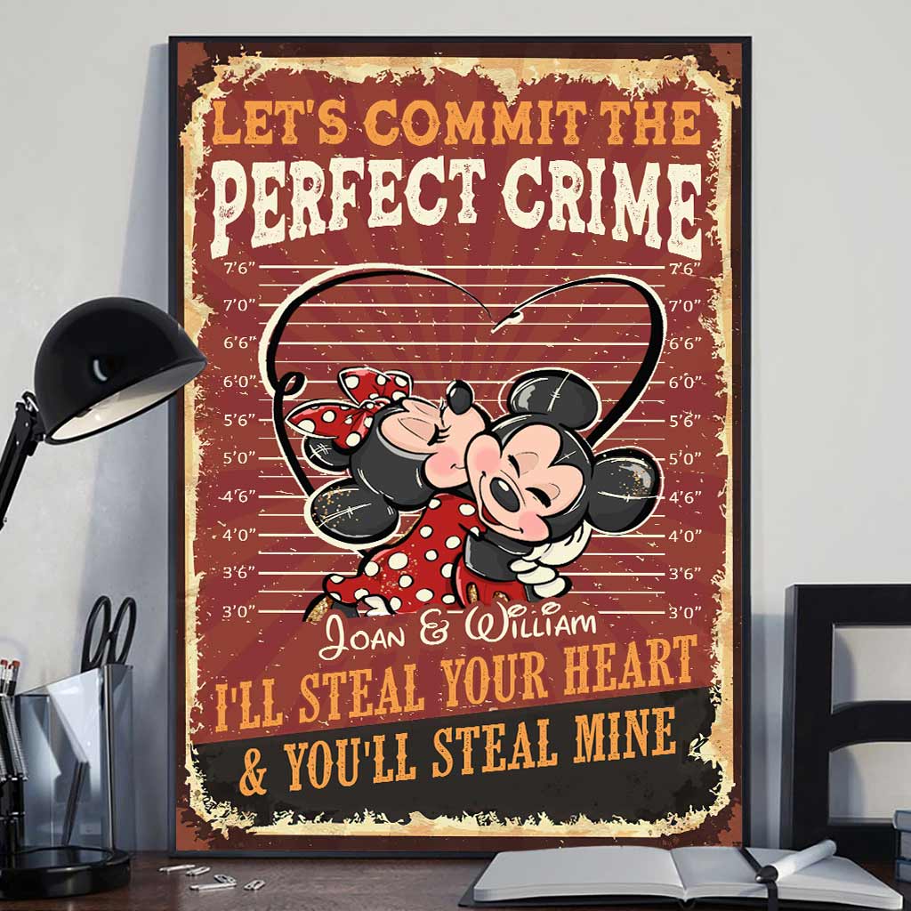 Personalized Mickey Mouse Canvas Art for Couples - Custom Name Gift Canvas and Poster GradoCreations