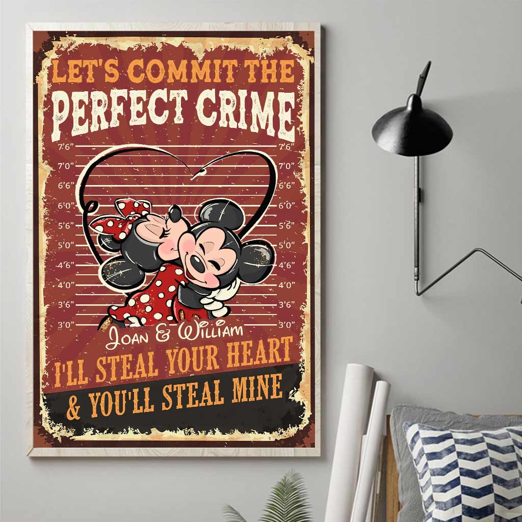 Personalized Mickey Mouse Canvas Art for Couples - Custom Name Gift Canvas and Poster GradoCreations