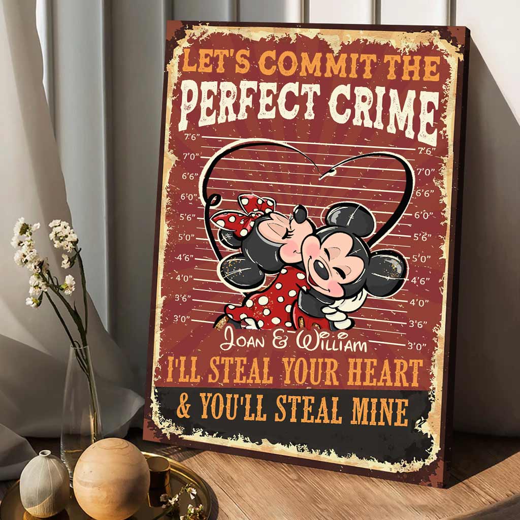 Personalized Mickey Mouse Canvas Art for Couples - Custom Name Gift Canvas and Poster GradoCreations
