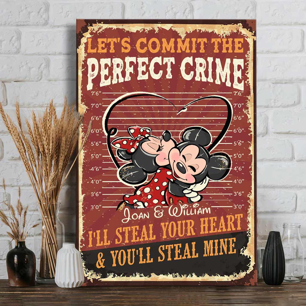 Personalized Mickey Mouse Canvas Art for Couples - Custom Name Gift Canvas and Poster GradoCreations
